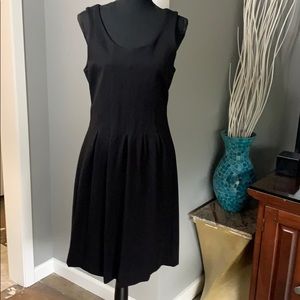 J Crew Black Sleeveless Dress w/ Pleated Skirt